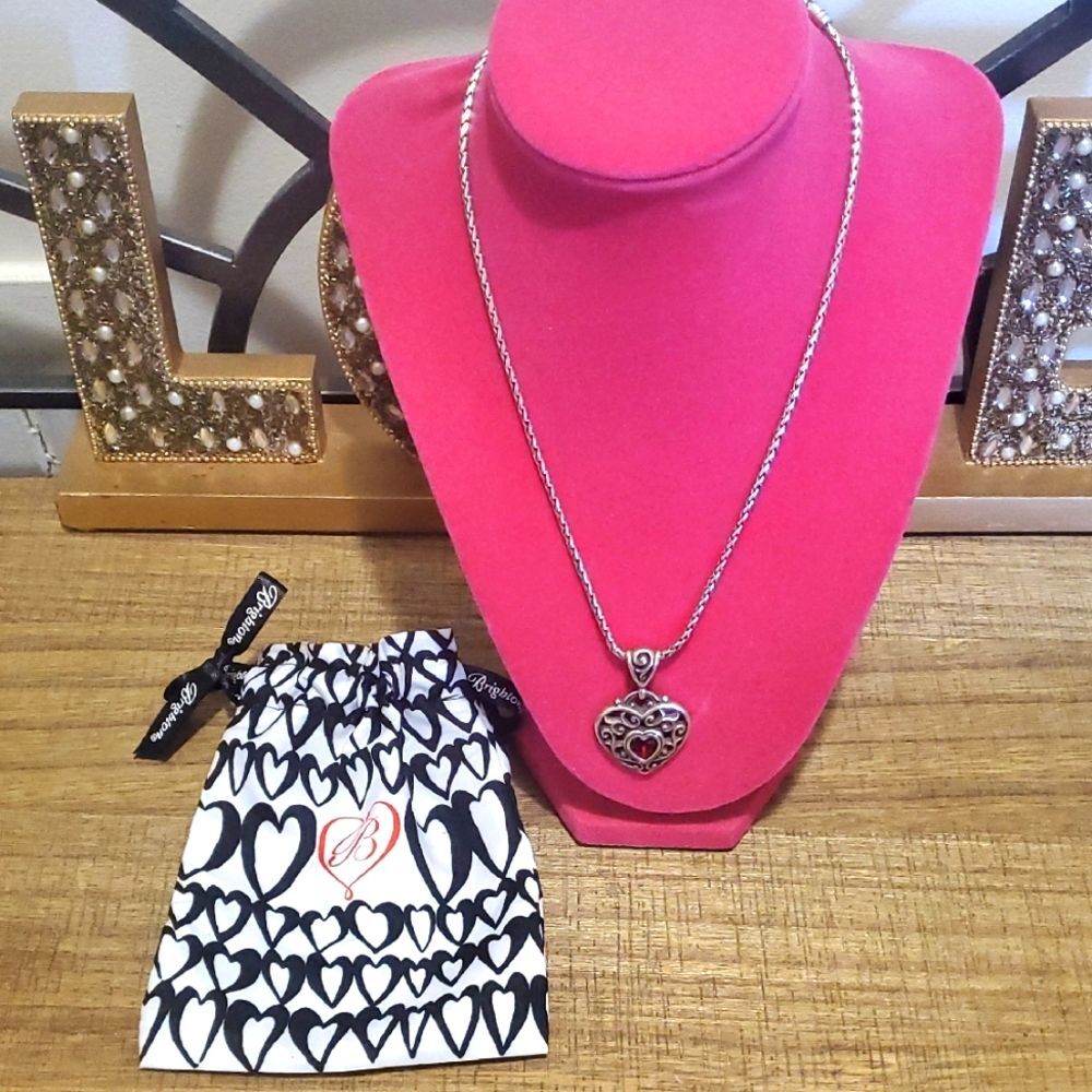 Retired Brighton Go Red for Women Love Your Heart Silver Tone Necklace